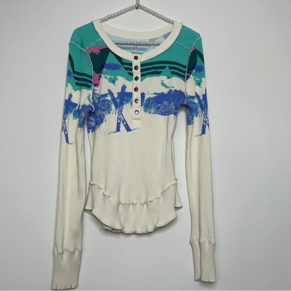 FREE PEOPLE Long Sleeve Ski Top -M - Picture 2 of 11